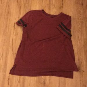 -maroon shirt